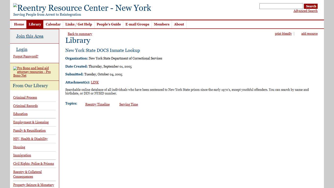 New York State DOCS Inmate Lookup - Reentry Net